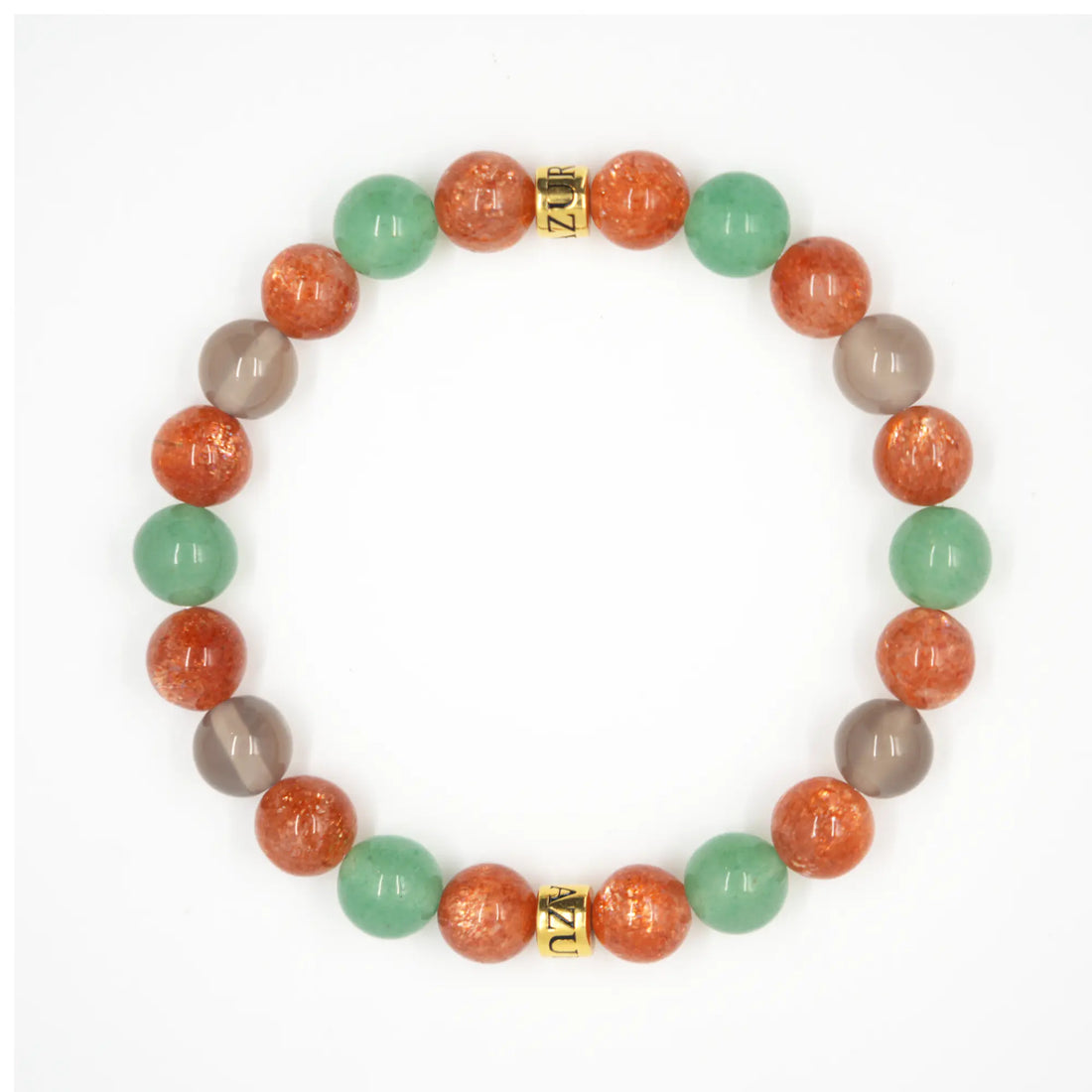 Golden Sunstone • Aventurine • Grey Agate — Auric Equilibrium ( 8mm )