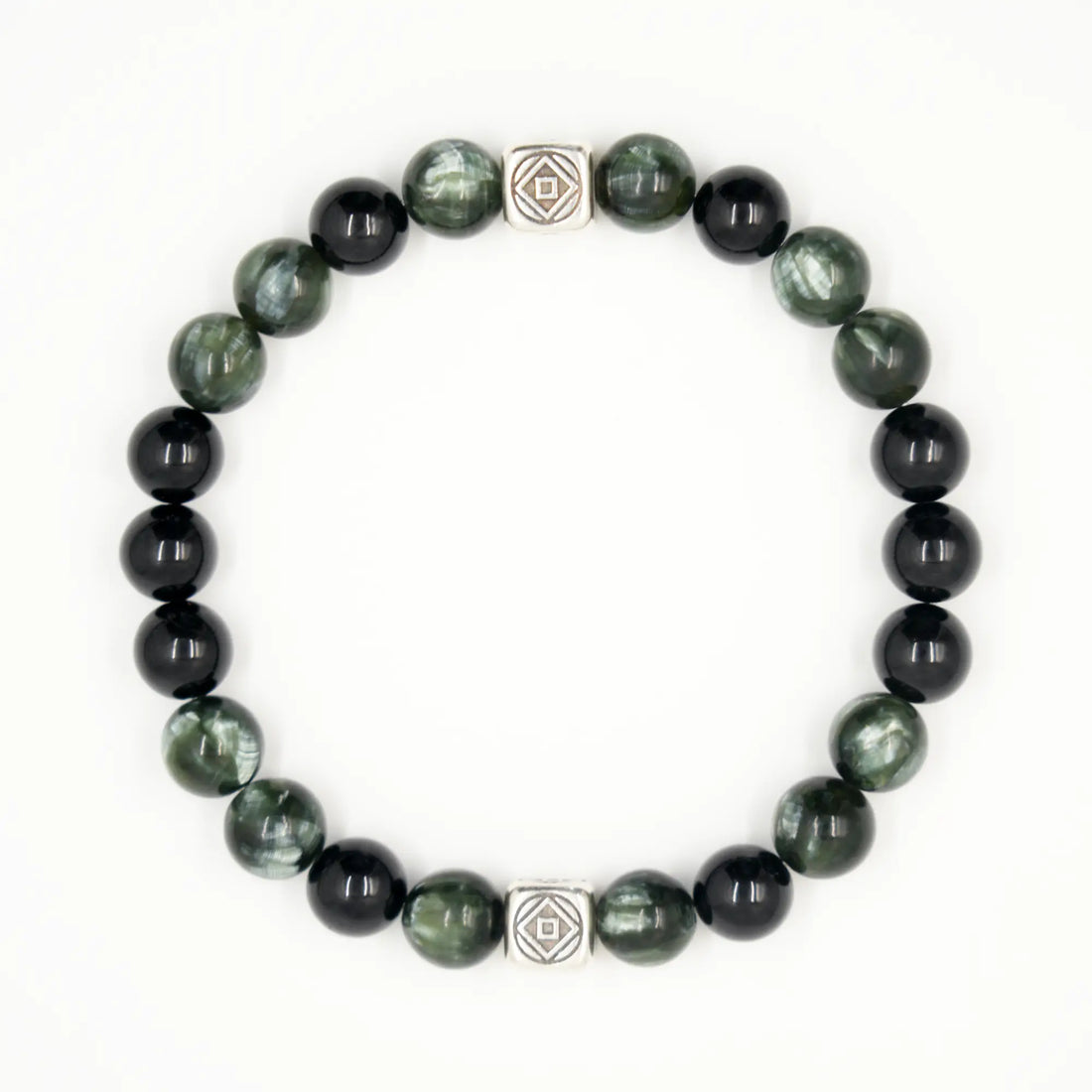 Black Tourmaline & Seraphinite Bracelet — Seraphic Shield ( 8mm )