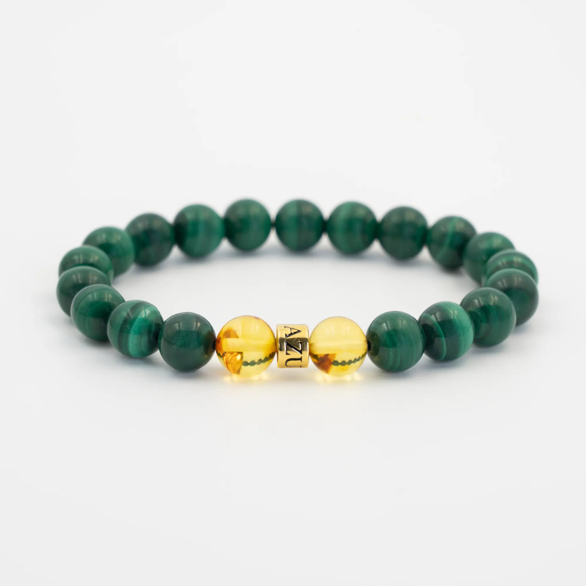 Malachite & Piebald Amber Bracelet — Grounded Renewal ( 8mm )