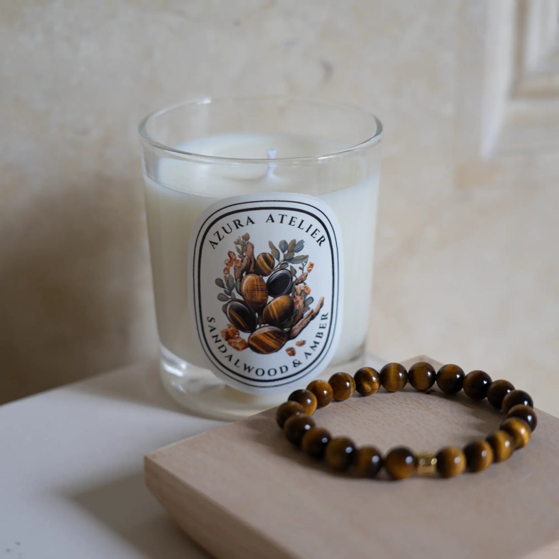 Sandalwood & Amber × Tiger’s Eye — Warmth & Courage Set