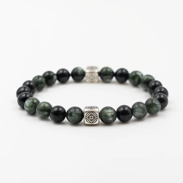 Black Tourmaline & Seraphinite Bracelet — Seraphic Shield ( 8mm )