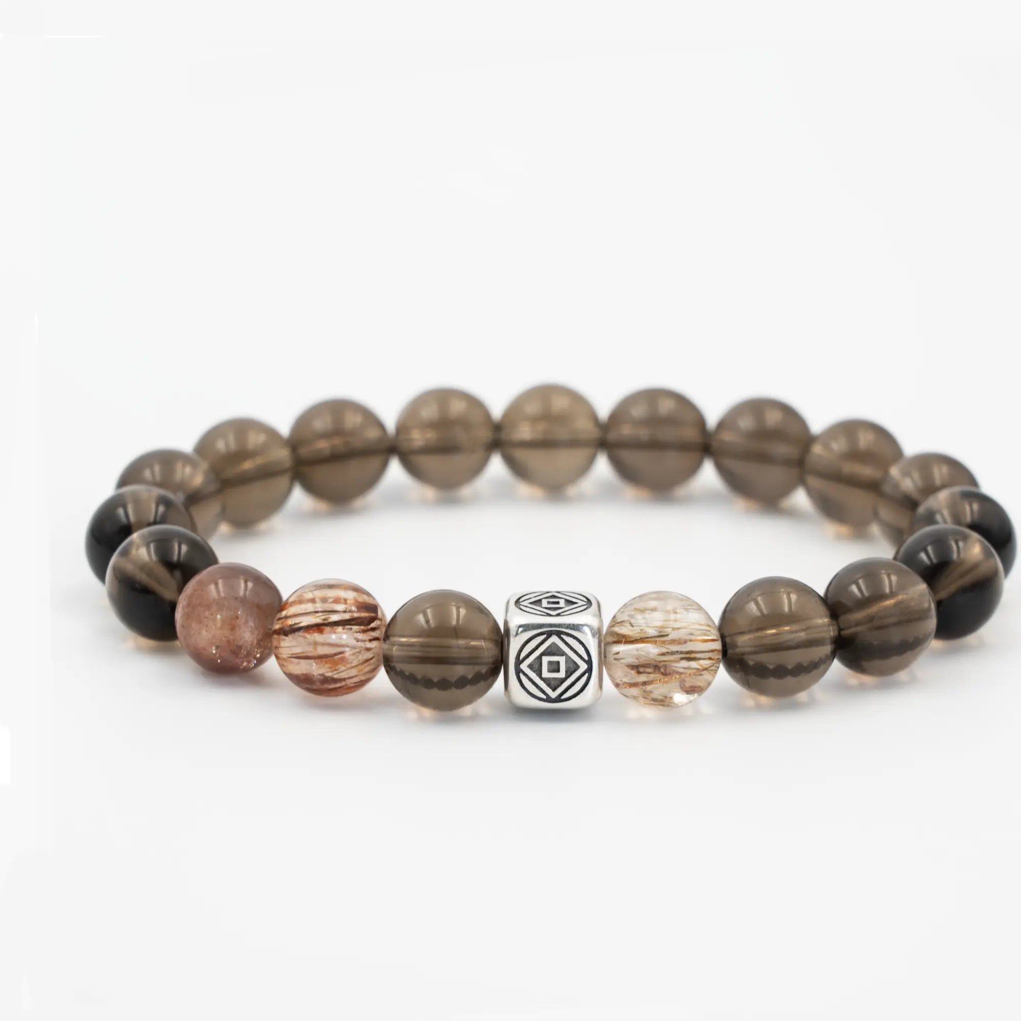 Smoky Quartz & Super Seven & Heliolite Sunstone - Born Again ( 8mm )