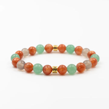 Golden Sunstone • Aventurine • Grey Agate — Auric Equilibrium ( 8mm )