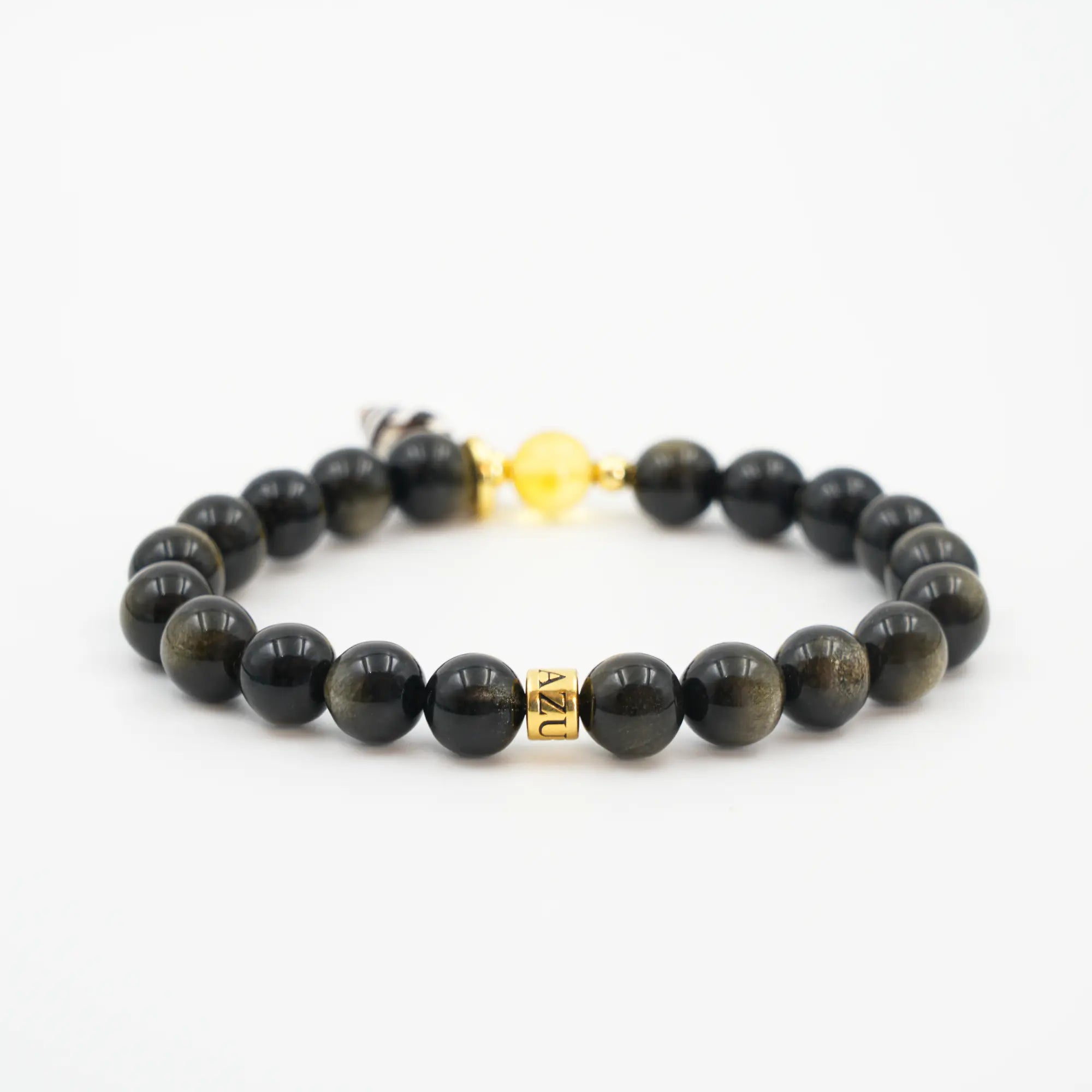 Golden Obsidian & Nerite Snail Bracelet — Gilded Aegis ( 8mm )