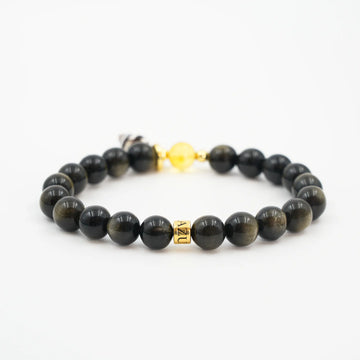 Golden Obsidian & Nerite Snail Bracelet — Gilded Aegis ( 8mm )