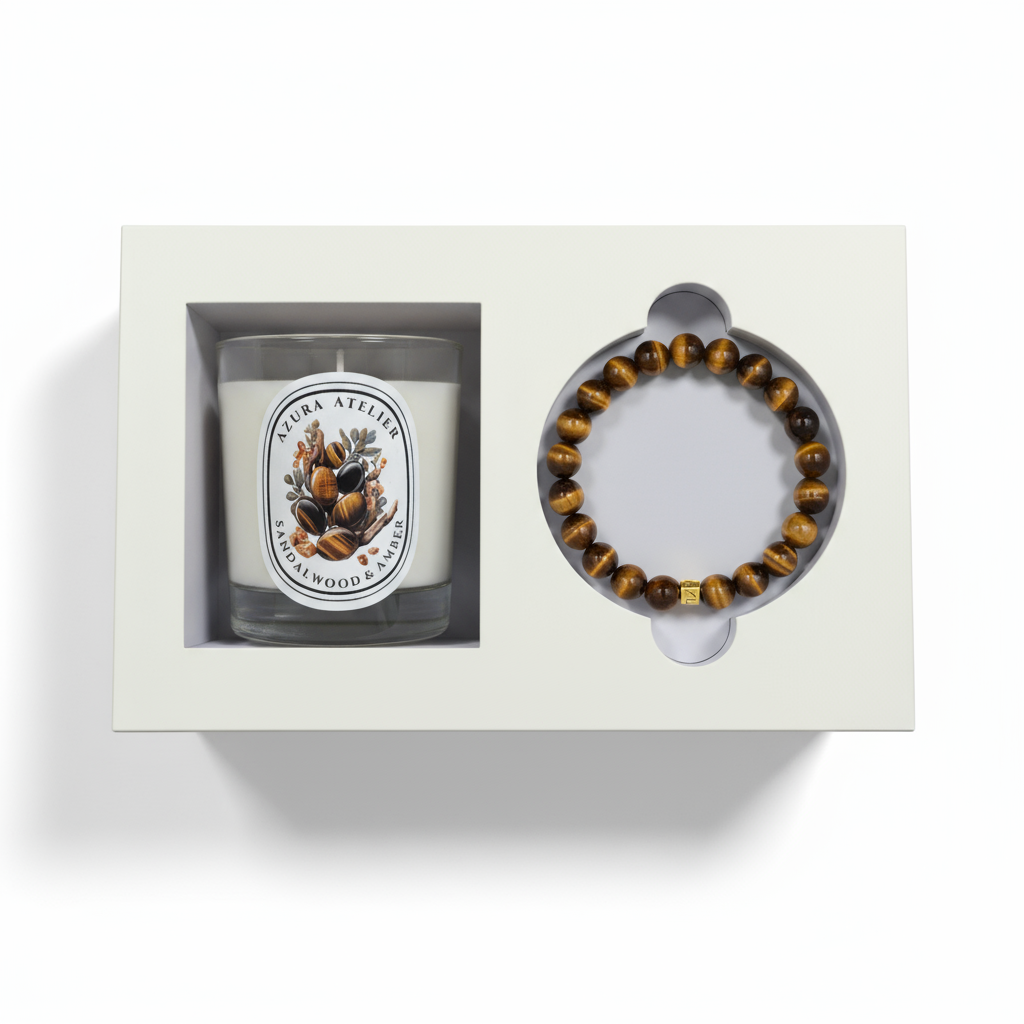 Sandalwood & Amber × Tiger’s Eye — Warmth & Courage Set