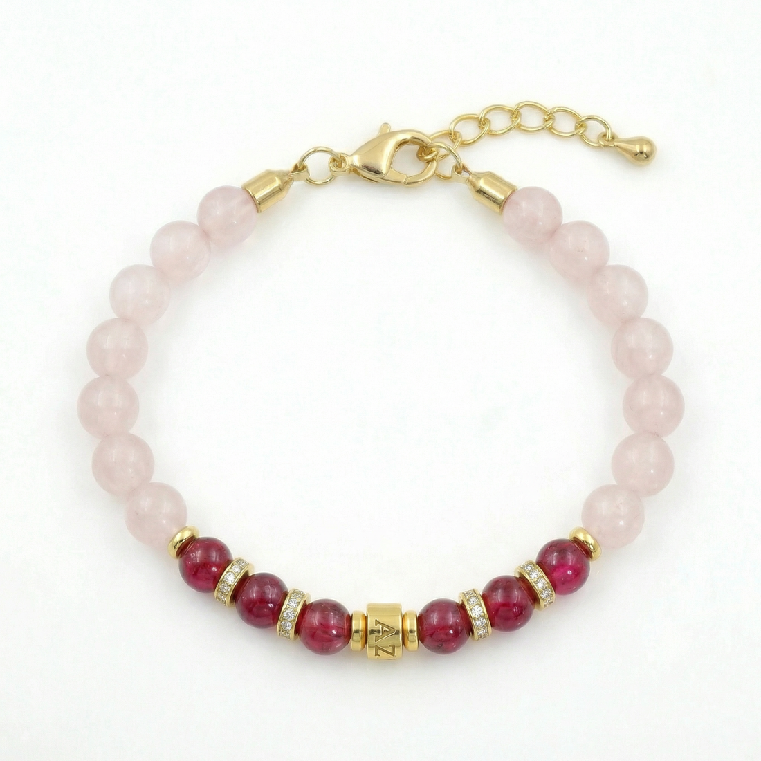 Rose Quartz Ruby Bracelet — Blush Ember ( 6mm )