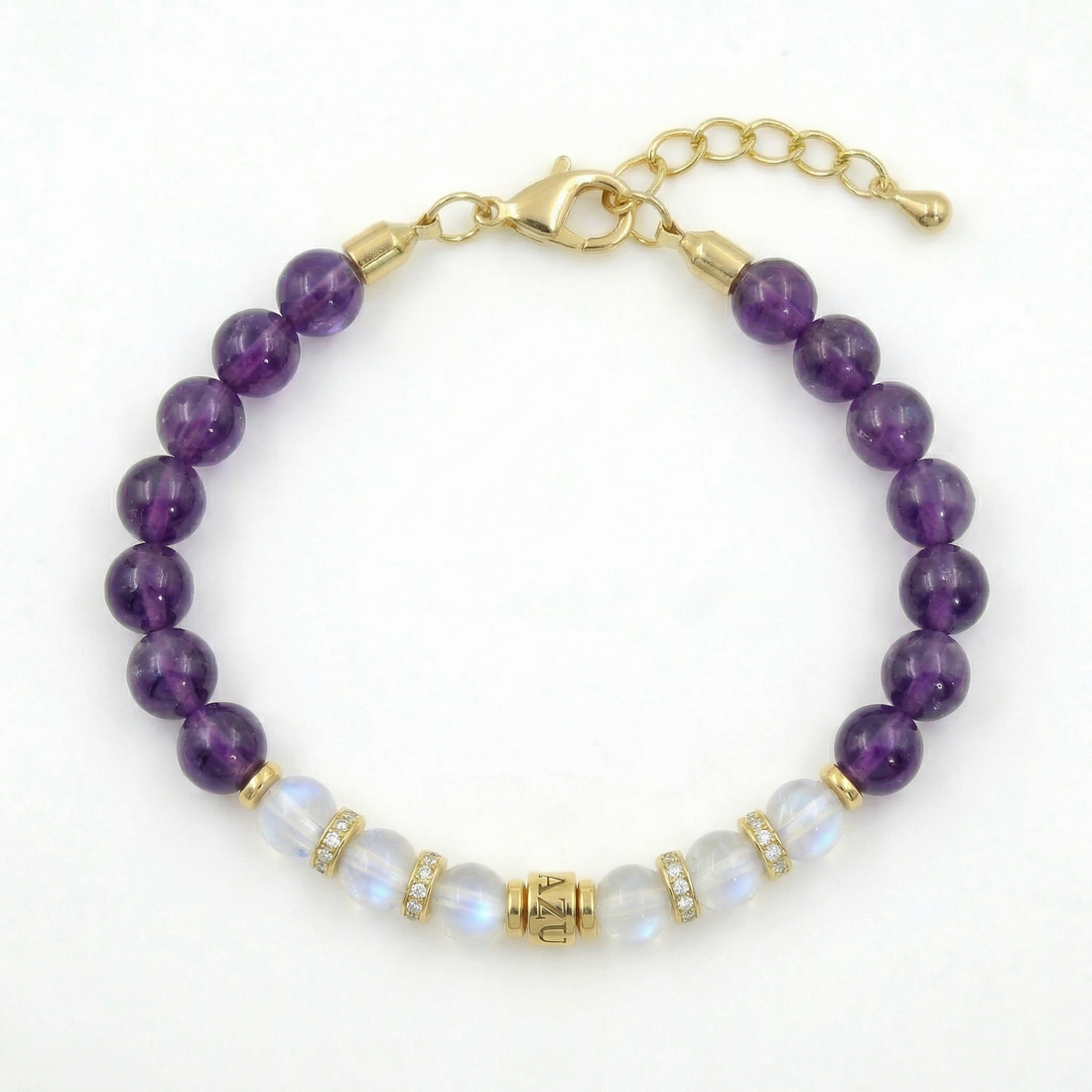 Amethyst Moonstone Bracelet — Violet Halo ( 6mm )