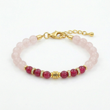 Rose Quartz Ruby Bracelet — Blush Ember ( 6mm )