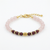 Rose Quartz Red Garnet Bracelet — Rose Noir ( 6mm )